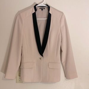 Blush with black accent blazer